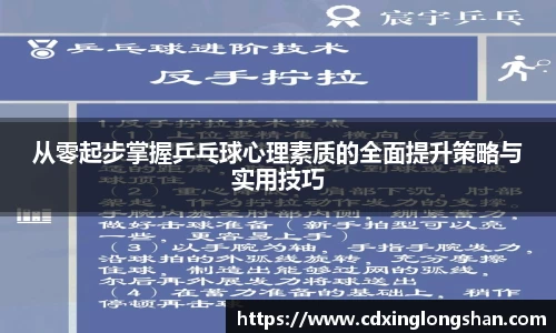 从零起步掌握乒乓球心理素质的全面提升策略与实用技巧